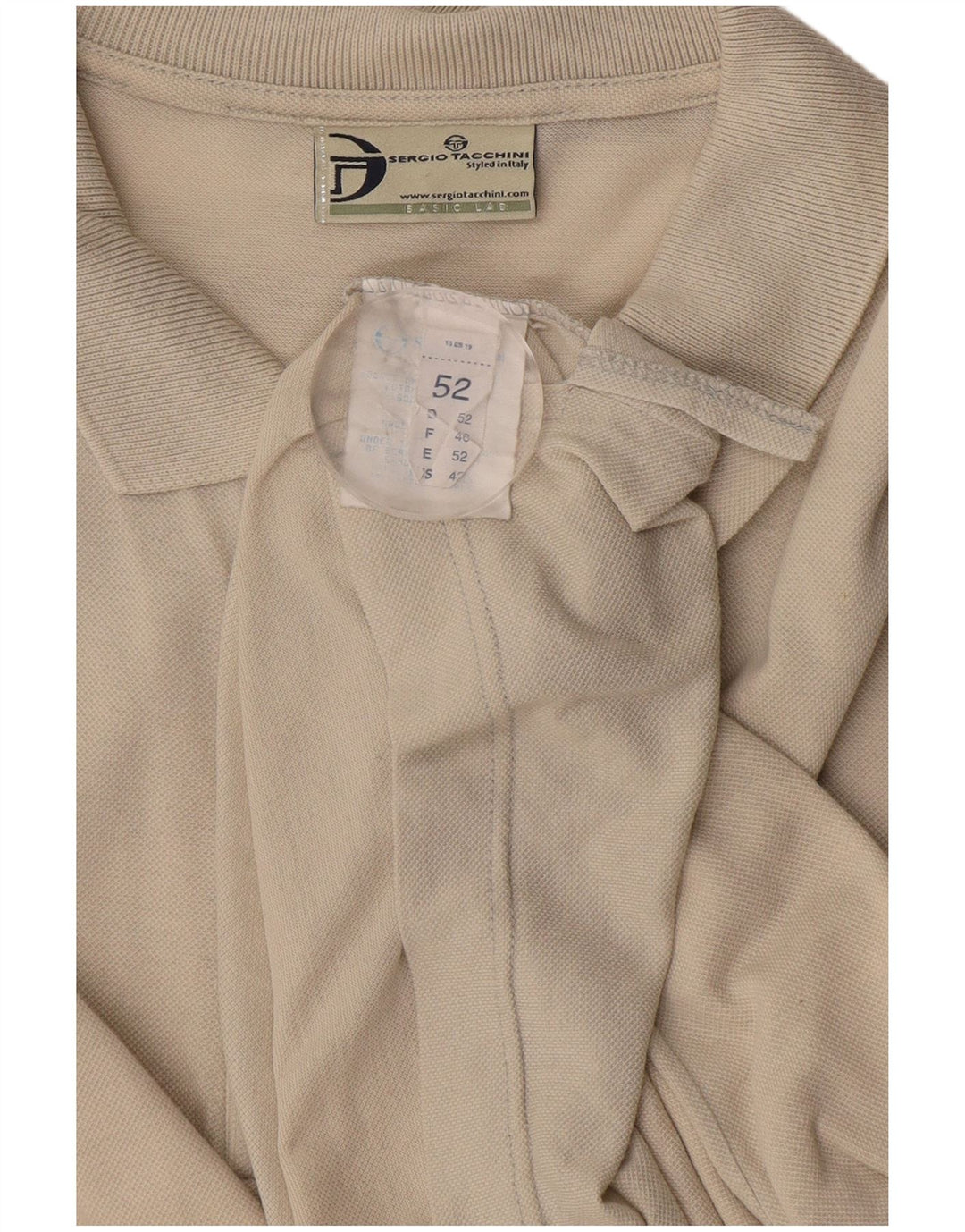 Męska koszulka polo SERGIO TACCHINI z długim rękawem IT 52, duża, złamanej bieli, bawełniana