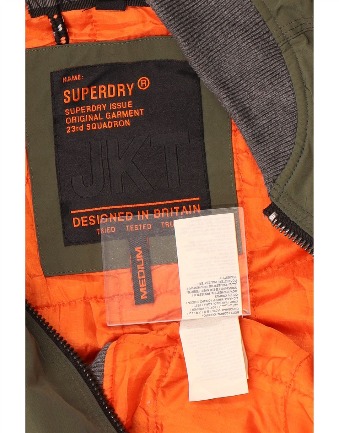 Męska kurtka bomber Superdry UK 38, poliester w kolorze średniego khaki