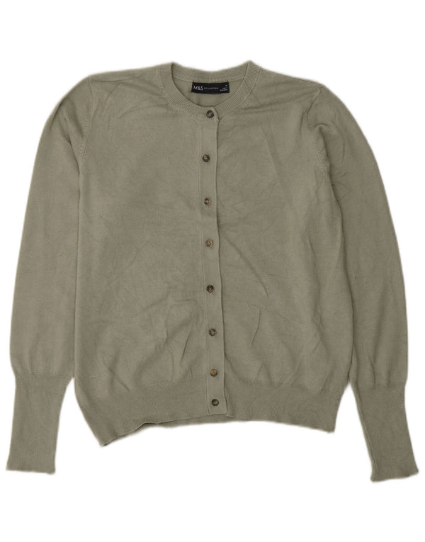 Marks & Spencer Krótki sweter damski UK 14, duży, zielony, wiskoza