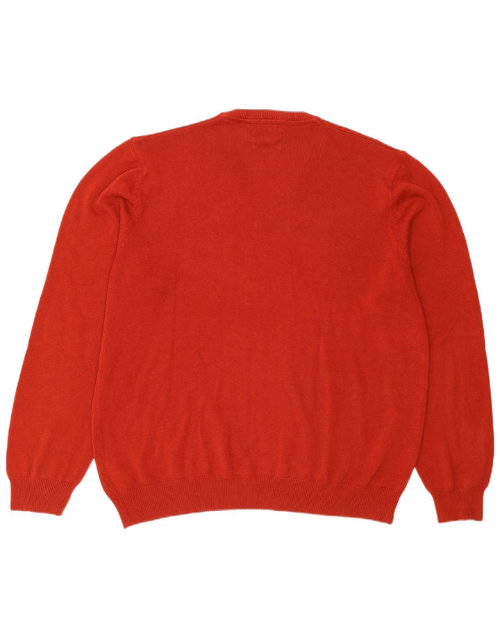 Marks & Spencer Męski sweter z dekoltem w kształcie litery V, XL, czerwony, bawełniany