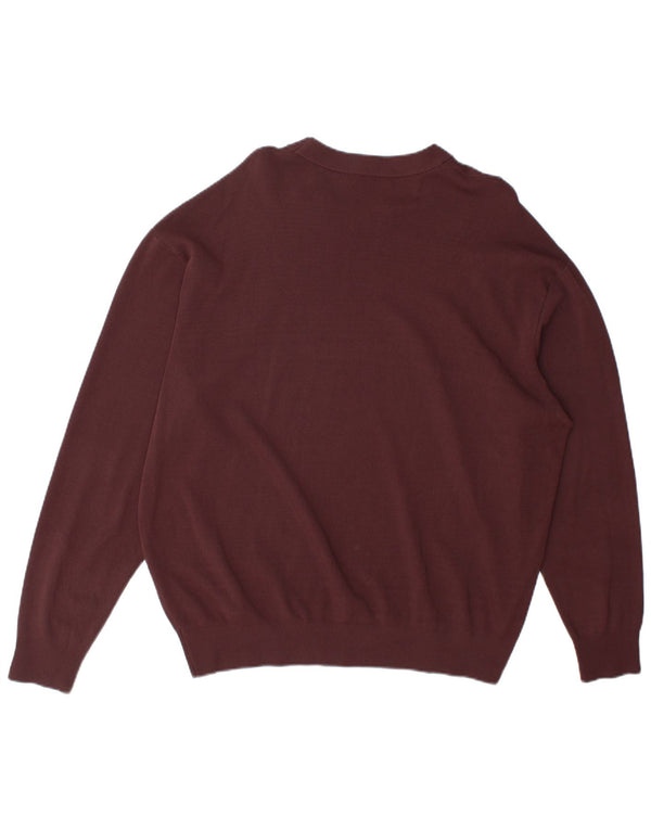 Męski sweter z okrągłym dekoltem Zara XL Burgundowa wiskoza