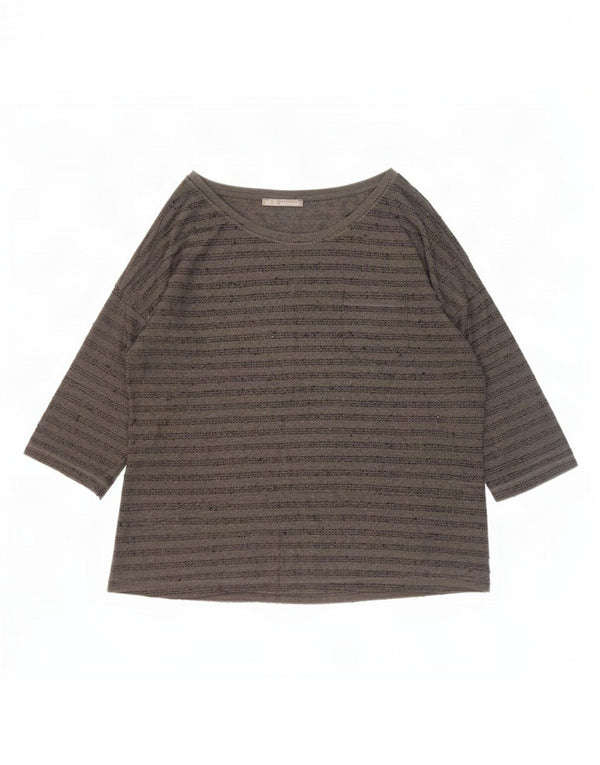 Top damski Zara z rękawem 3/4 UK 20 2XL, szary, poliestrowy w paski
