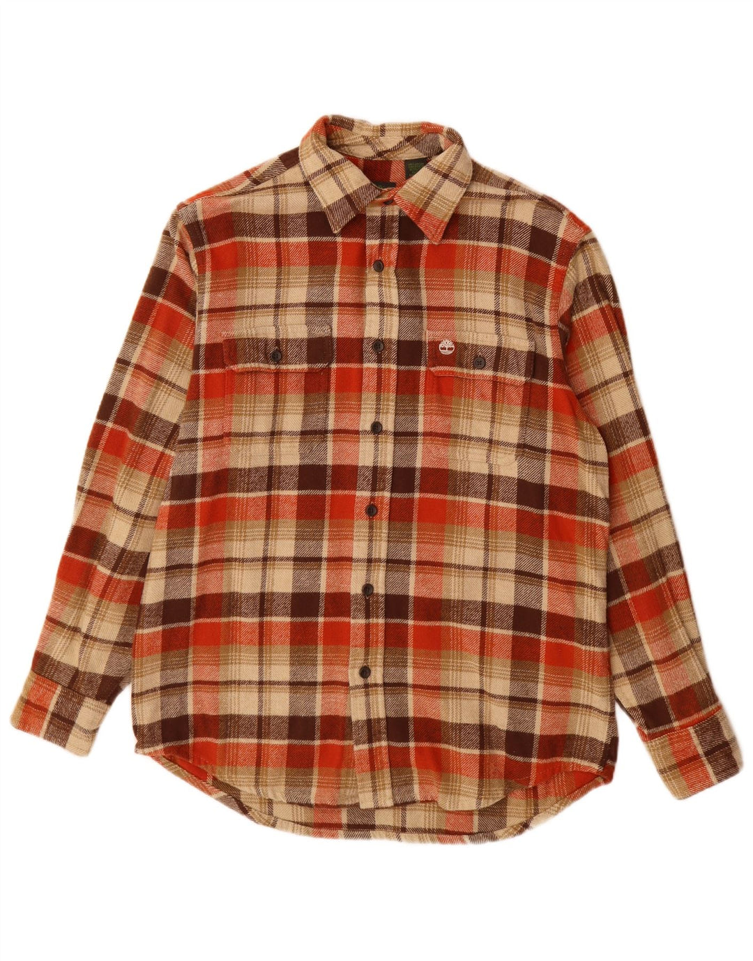 Męska koszula flanelowa Timberland w średnią beżową kratkę, bawełniana