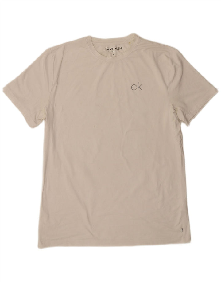 T-shirt męski Calvin Klein, średni biały poliester