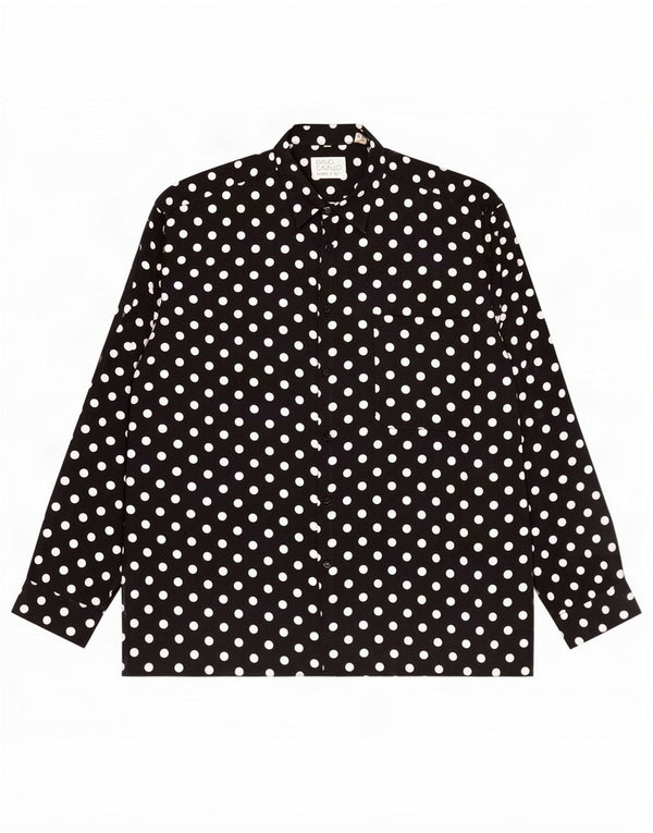 Koszula męska w stylu vintage XL, czarna w kropki, wiskoza