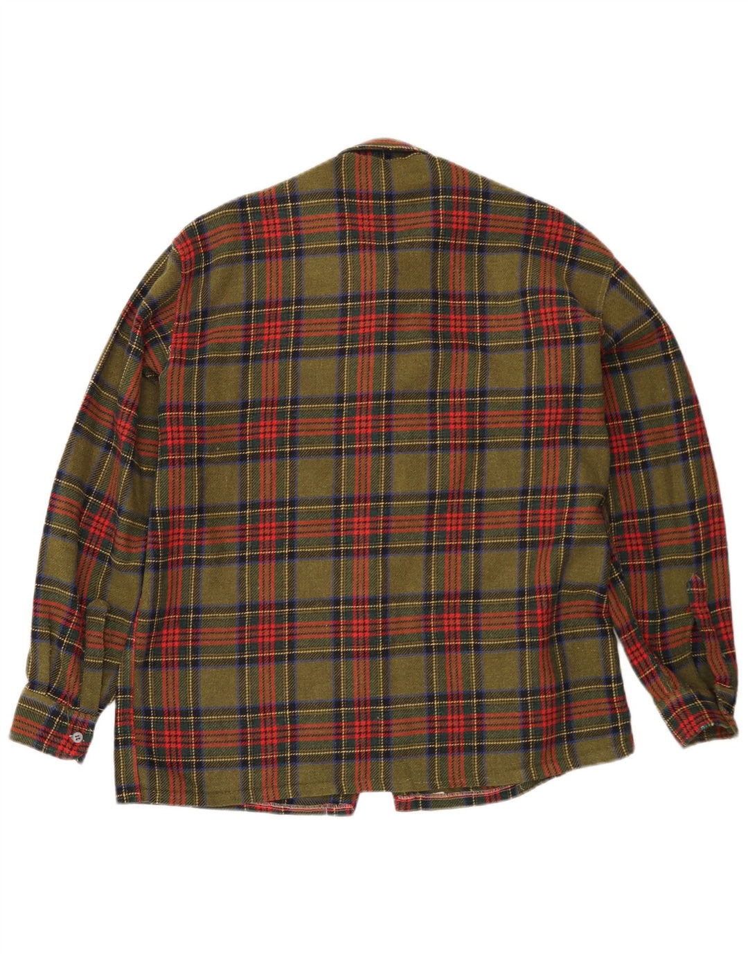 Męska koszula flanelowa w stylu vintage, średnia khaki w kratkę
