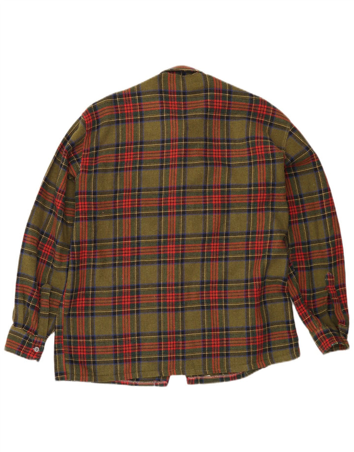 Męska koszula flanelowa w stylu vintage, średnia khaki w kratkę