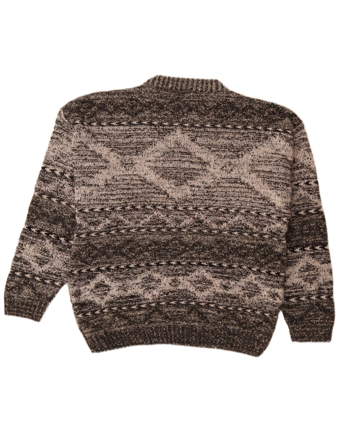 Vintage męski sweter z okrągłym dekoltem XL, szary, geometryczny