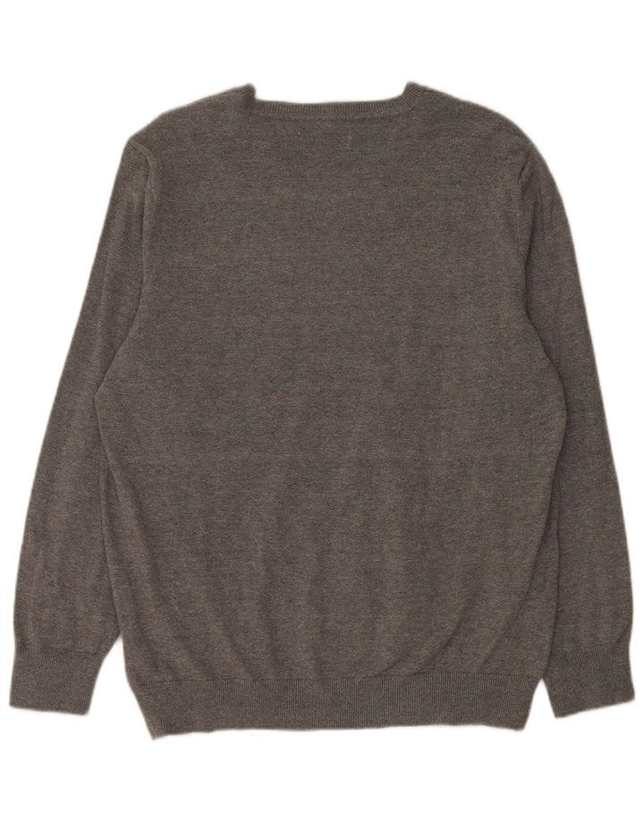 MUSTANG Damski sweter z dekoltem w kształcie litery V, UK 18 XL, szara bawełna