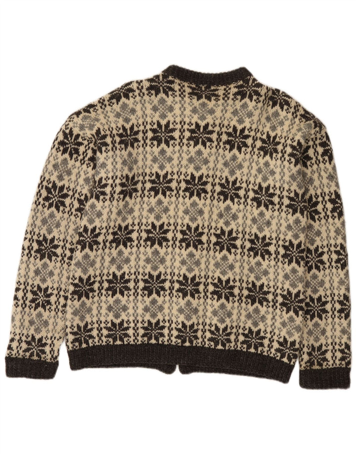 Vintage męski sweter rozpinany, mały, szary Fair Isle
