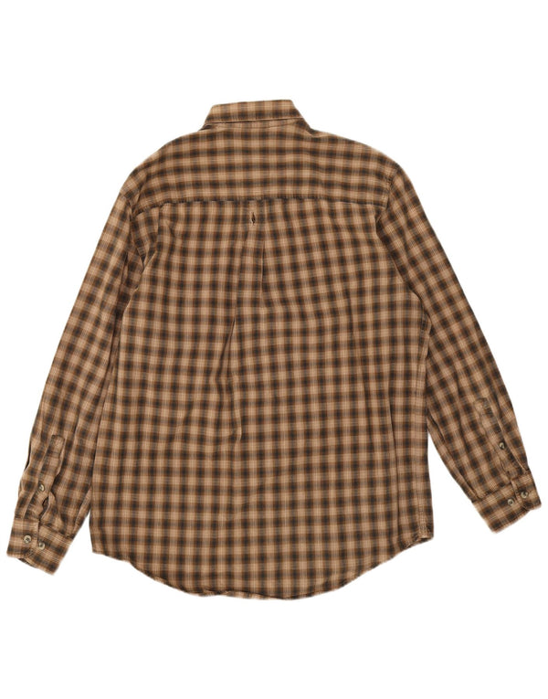 Męska koszula flanelowa Timberland w małą brązową kratkę, bawełniana