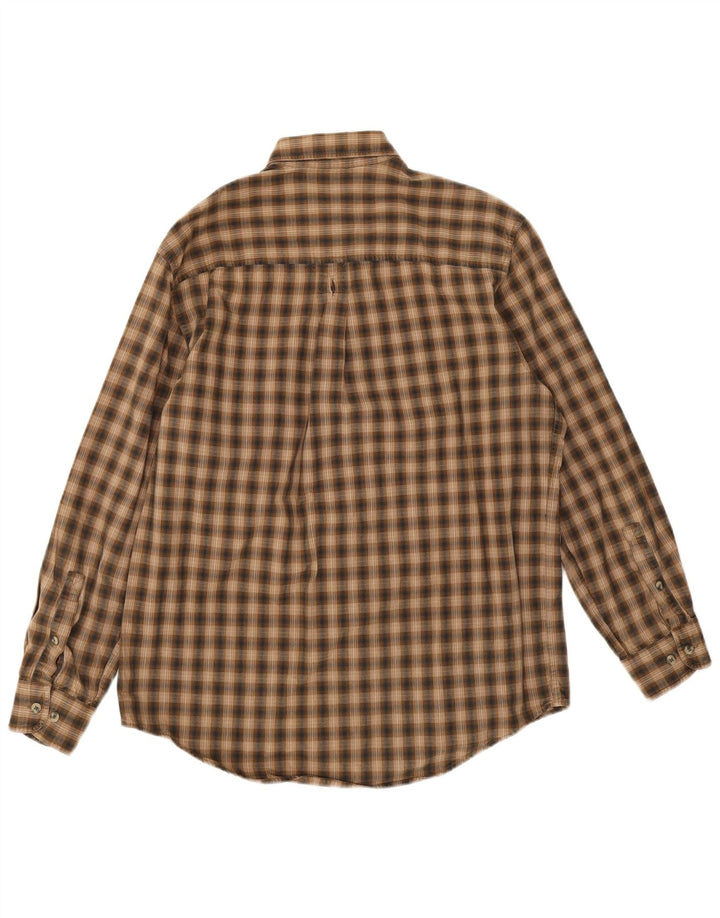 Męska koszula flanelowa Timberland w małą brązową kratkę, bawełniana
