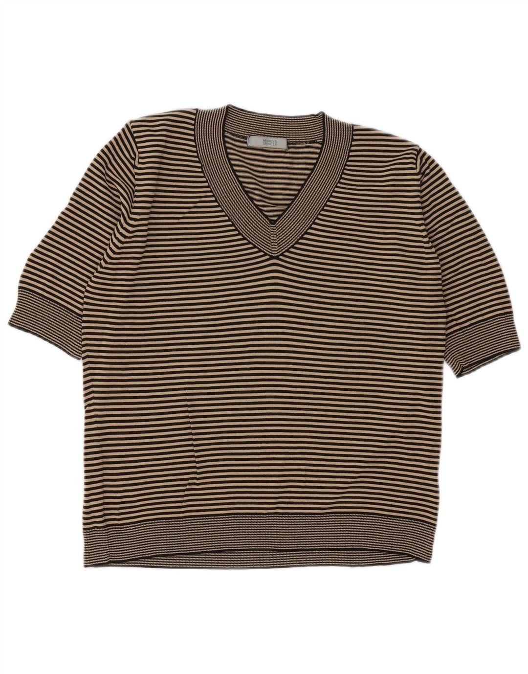 T-shirt damski Marks & Spencer Top UK 14, średni czarny, wiskoza w prążki