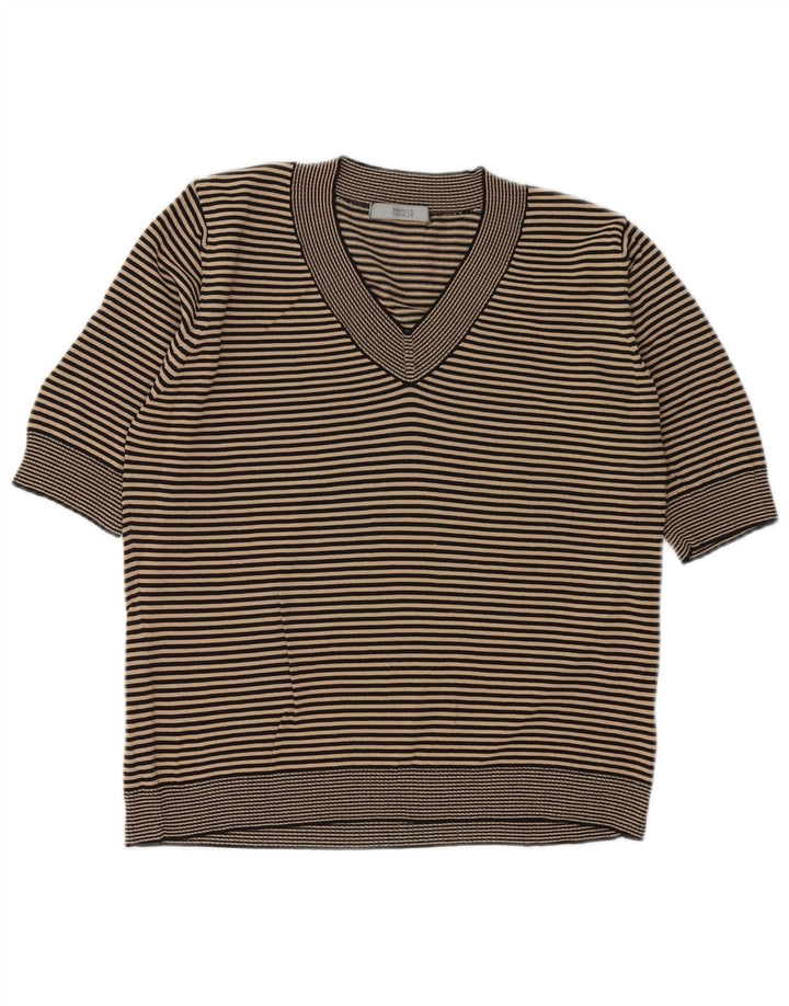 T-shirt damski Marks & Spencer Top UK 14, średni czarny, wiskoza w prążki