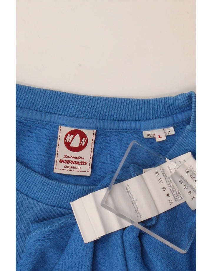 MURPHY & NYE Męski sweter z grafiką Sailmakers, duży, niebieski