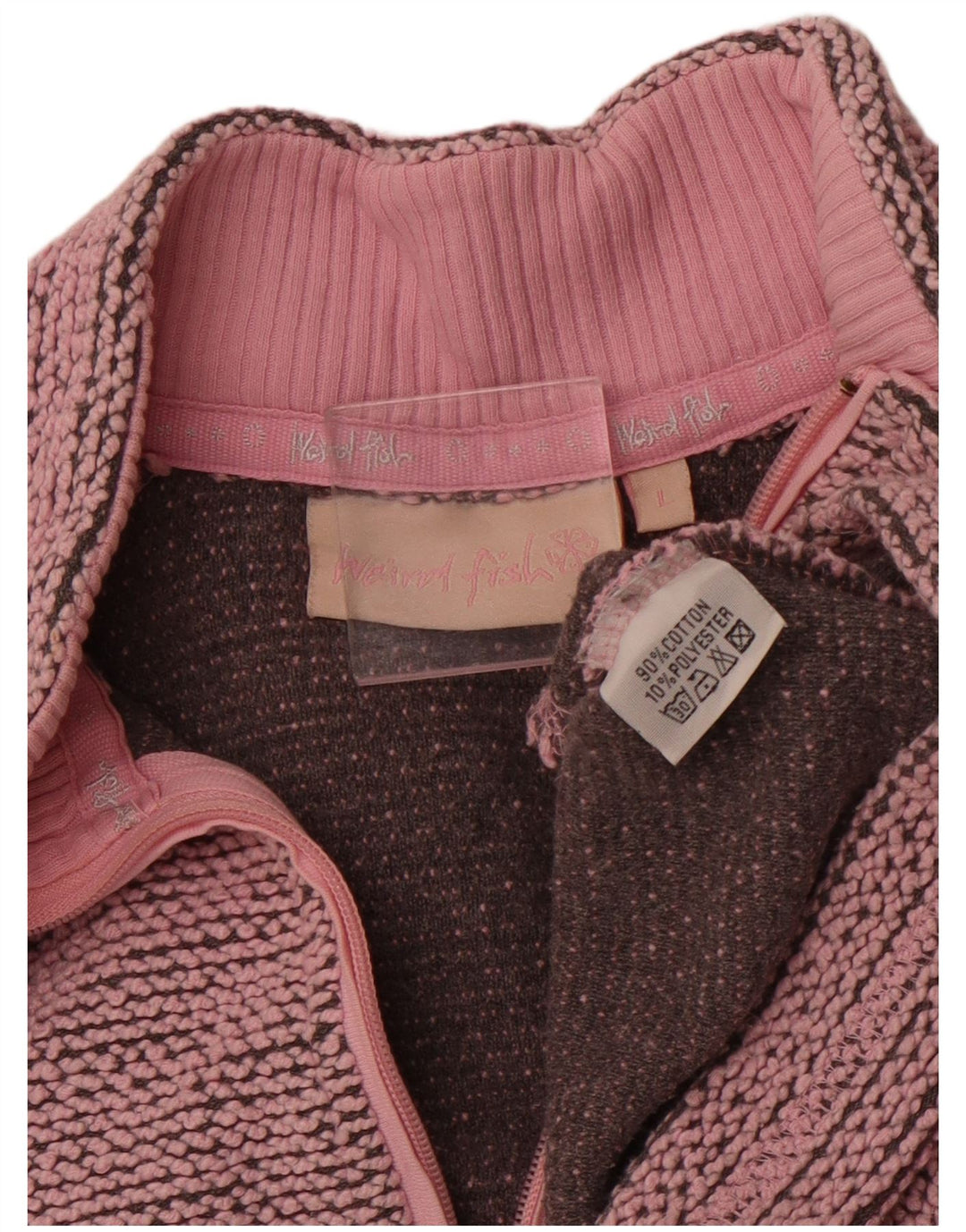 Damski sweter WEIRD FISH z zamkiem błyskawicznym, UK 16, duży, różowy, bawełniany