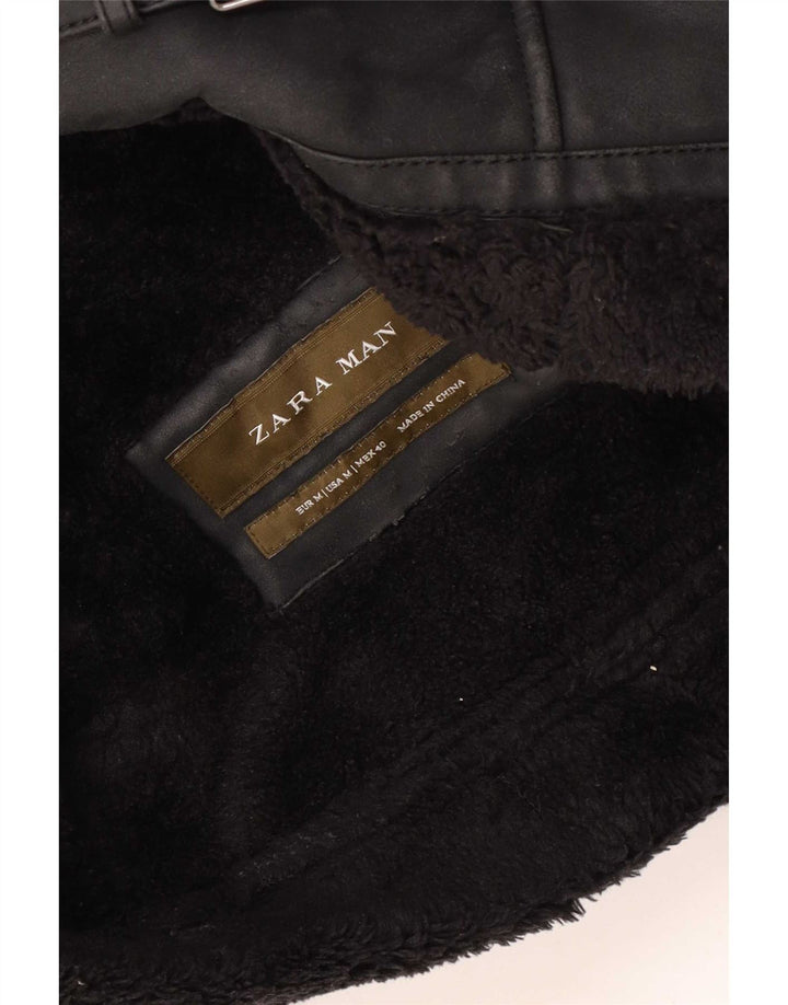 Męska kurtka shearling Zara UK 38, średnia czarna