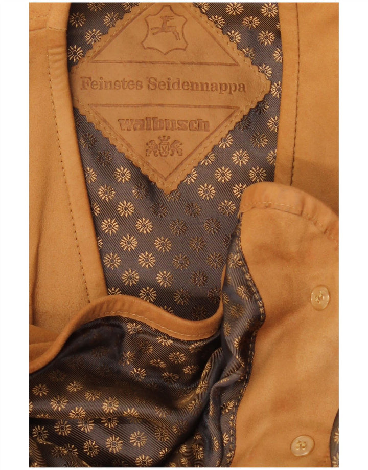 Vintage męska kamizelka skórzana średniej wielkości brązowa skóra