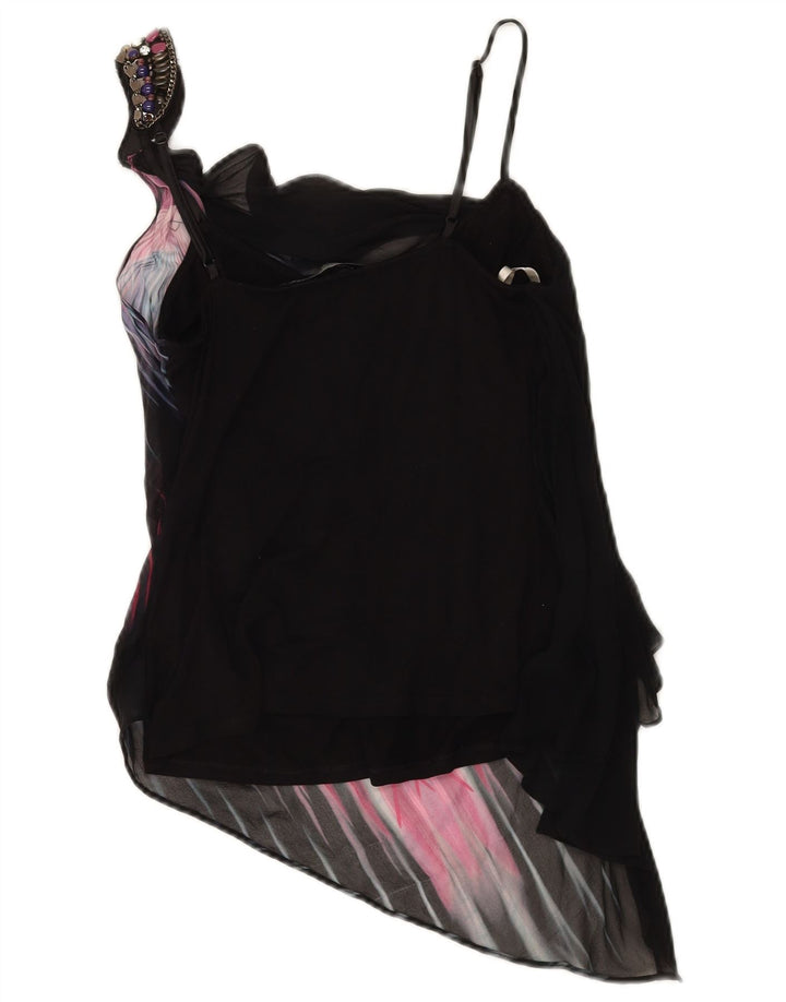 Karen Millen Damski asymetryczny top na ramiączkach UK 10 w małe czarne paski, wiskoza