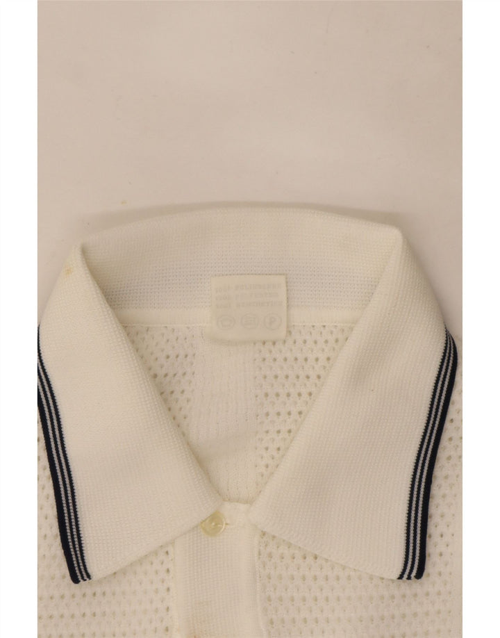 Męski sweter polo z krótkim rękawem Trevira, duży, biały poliester