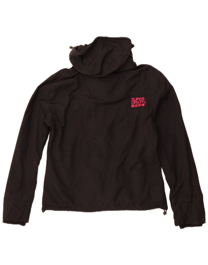 Damska kurtka wiatrówka z kapturem SUPERDRY UK 18 XL, czarny nylon