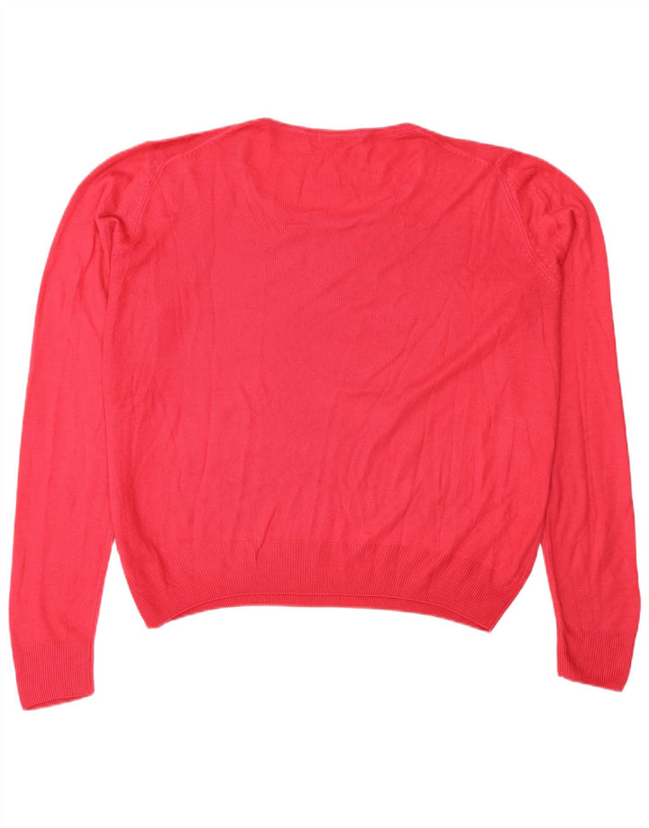 Marks & Spencer Damski sweter oversize z dekoltem w łódkę, UK 14, duży różowy