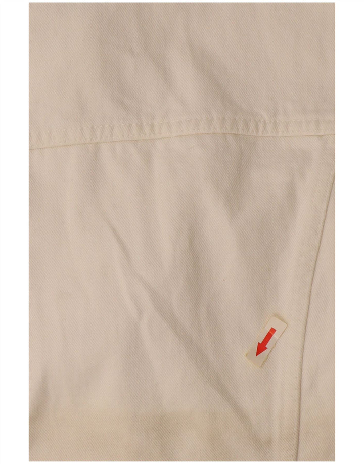 Indyjska kurtka motocyklowa damska Crop Denim UK 14, duża, biała bawełna