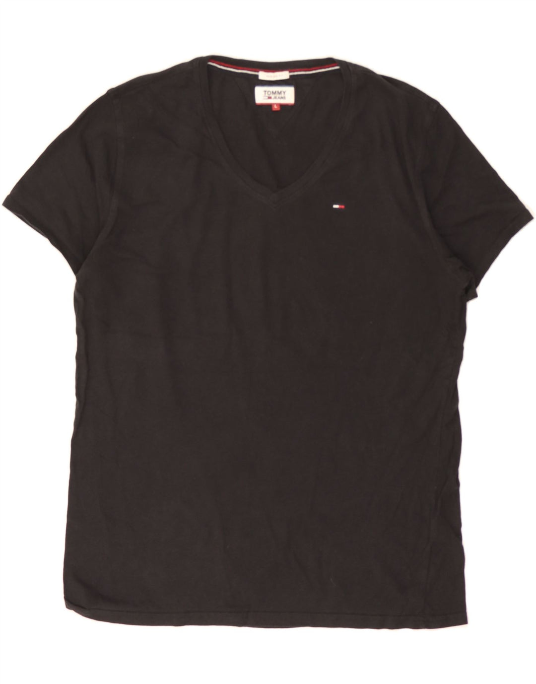TOMMY HILFIGER Mens Regular Fit T-Shirt Top Large Black Cotton Vintage Tommy Hilfiger and Second-Hand Tommy Hilfiger from Messina Hembry 