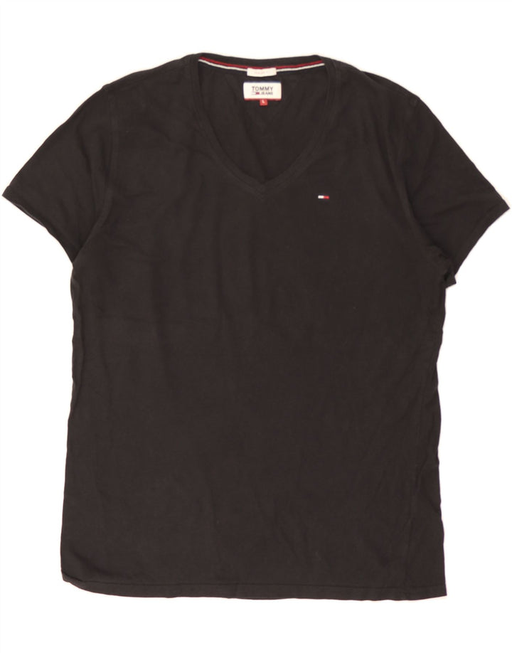TOMMY HILFIGER Mens Regular Fit T-Shirt Top Large Black Cotton Vintage Tommy Hilfiger and Second-Hand Tommy Hilfiger from Messina Hembry 