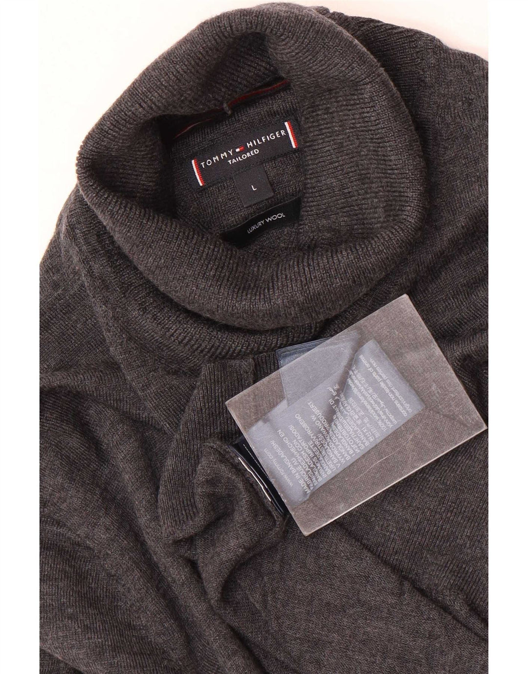 Męski sweter z golfem Tommy Hilfiger, duży, szary, wełniany