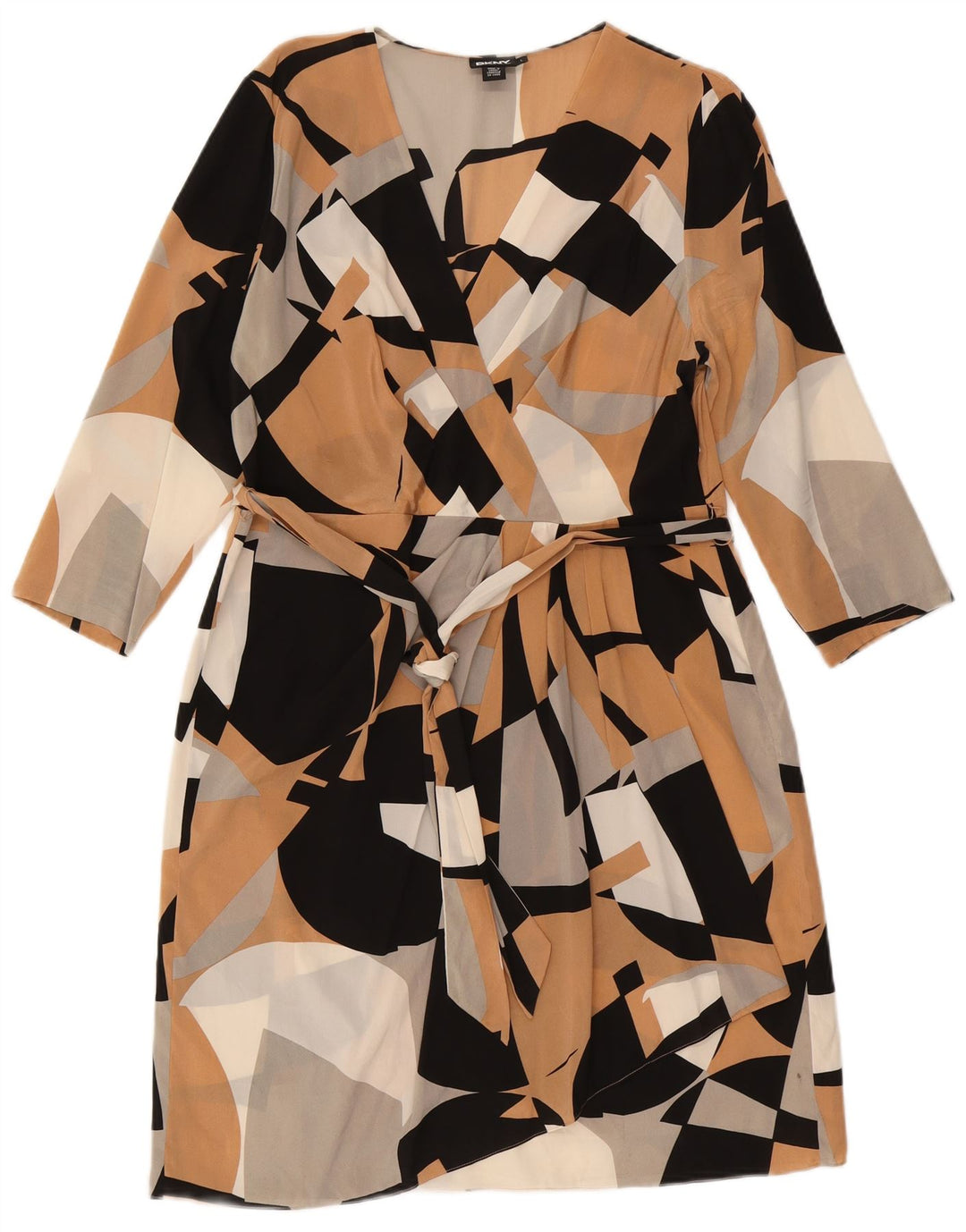 Damska sukienka płaszczowa z rękawem 3/4 DKNY UK 14, duża, wielokolorowa, geometryczna