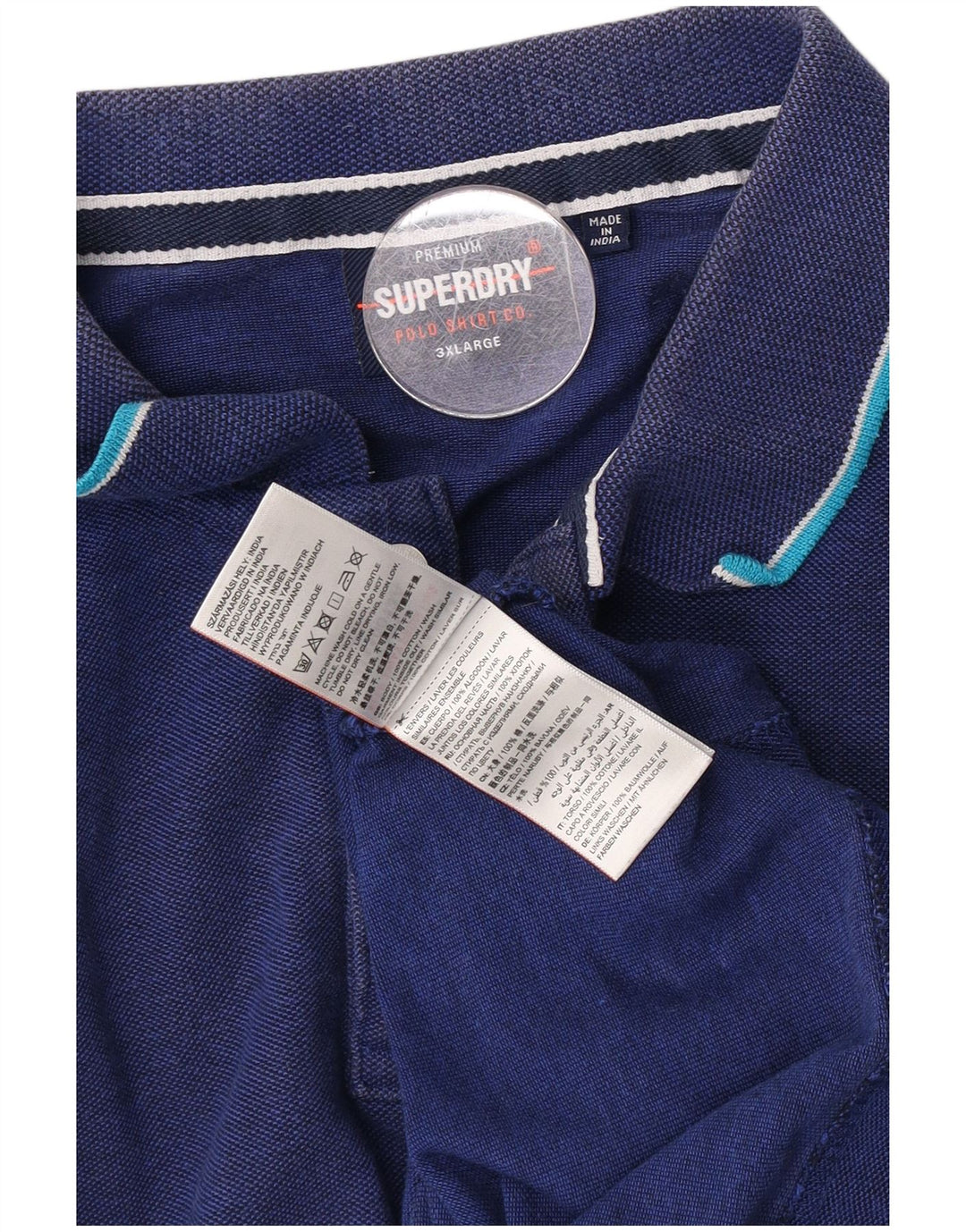 Męska koszulka polo Superdry 3XL, niebieska, bawełniana