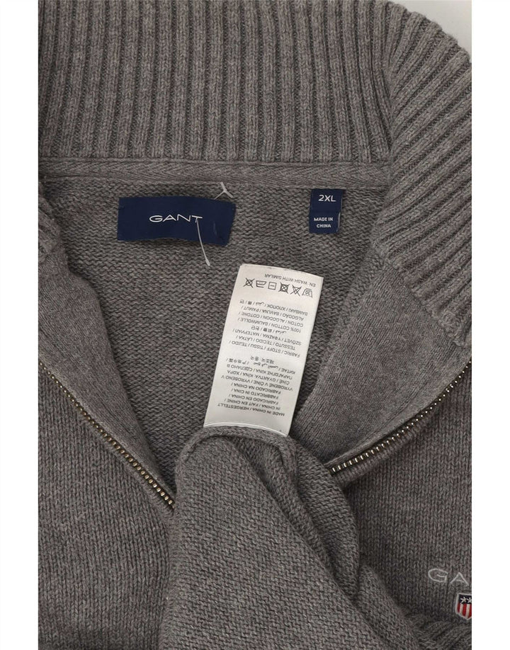 Męski sweter z zamkiem Gant, 2XL, szara bawełna