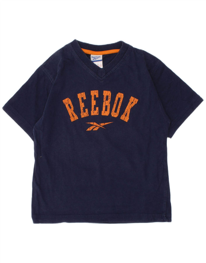 Chłopięcy T-shirt Reebok z grafiką, 5-6 lat, granatowy