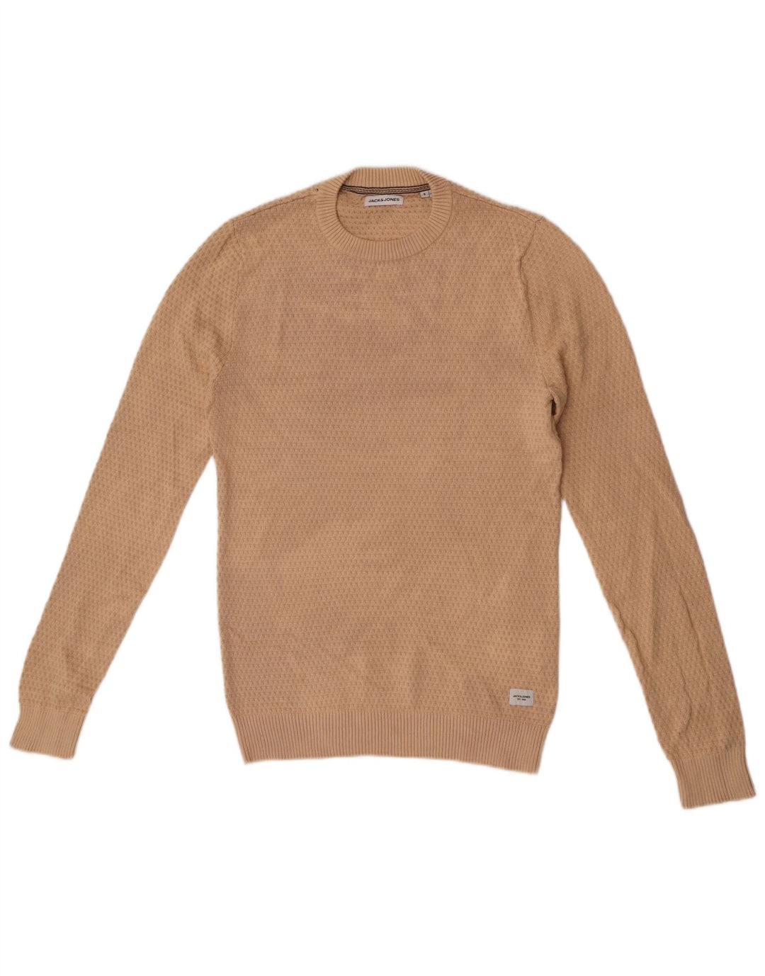 Męski sweter Jack & Jones z okrągłym dekoltem, mały, beżowy, bawełniany