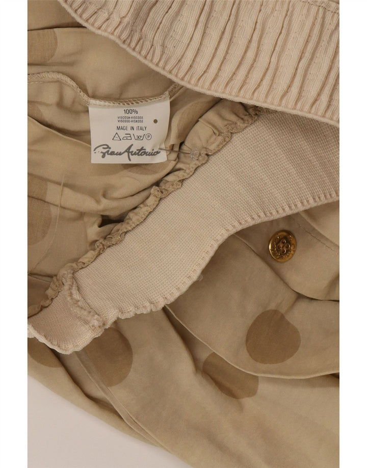 Spodenki damskie w stylu vintage z wysokim stanem Cullotes W28 w kolorze średniego beżu w kropki
