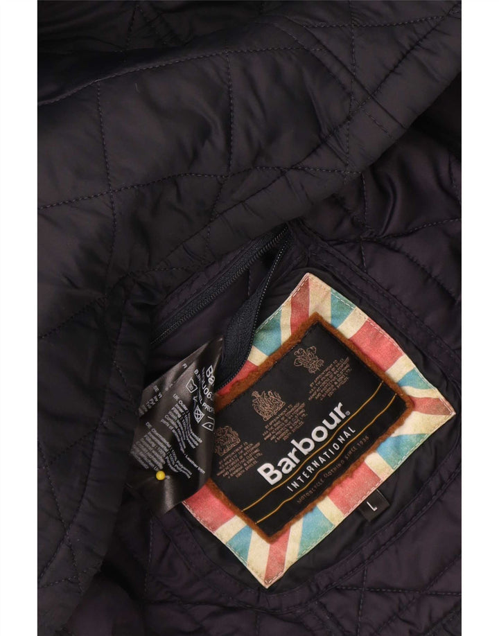 Męska pikowana kurtka Barbour UK 40, duża granatowa, poliamidowa