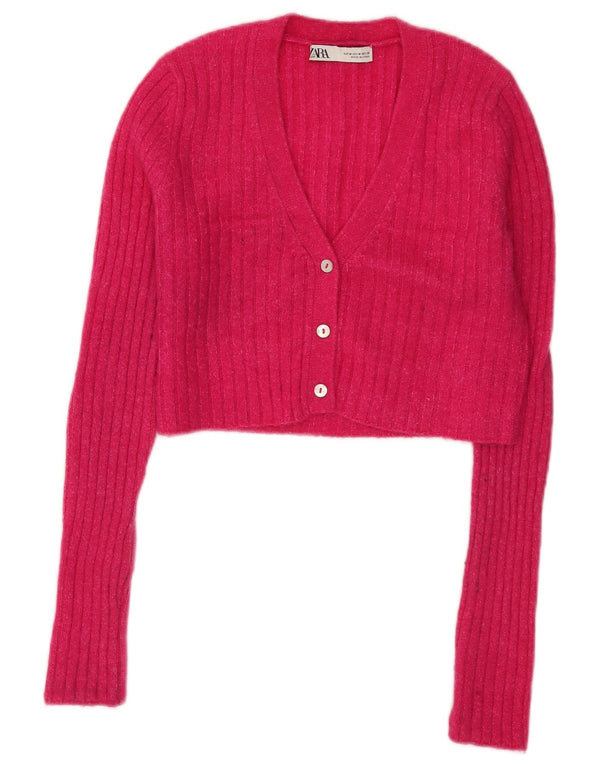 Sweter damski Zara Crop Cardigan UK 12 Średni różowy nylon