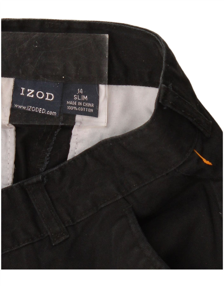 IZOD Chłopięce proste spodnie chino 13-14 lat W26 L28 Czarna bawełna