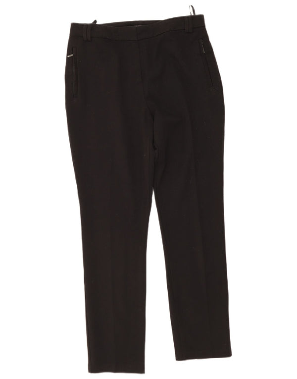 Marks & Spencer Womens Slim Casual Trousers UK 12 Medium W34 L28 Black