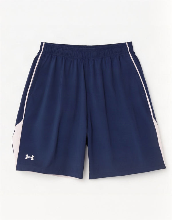 Męskie spodenki sportowe Under Armour o luźnym kroju, duże, granatowe, z blokami kolorów