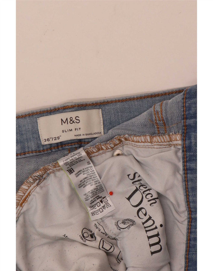 Marks & Spencer Męskie jeansy slim W36 L29 Niebieskie bawełniane