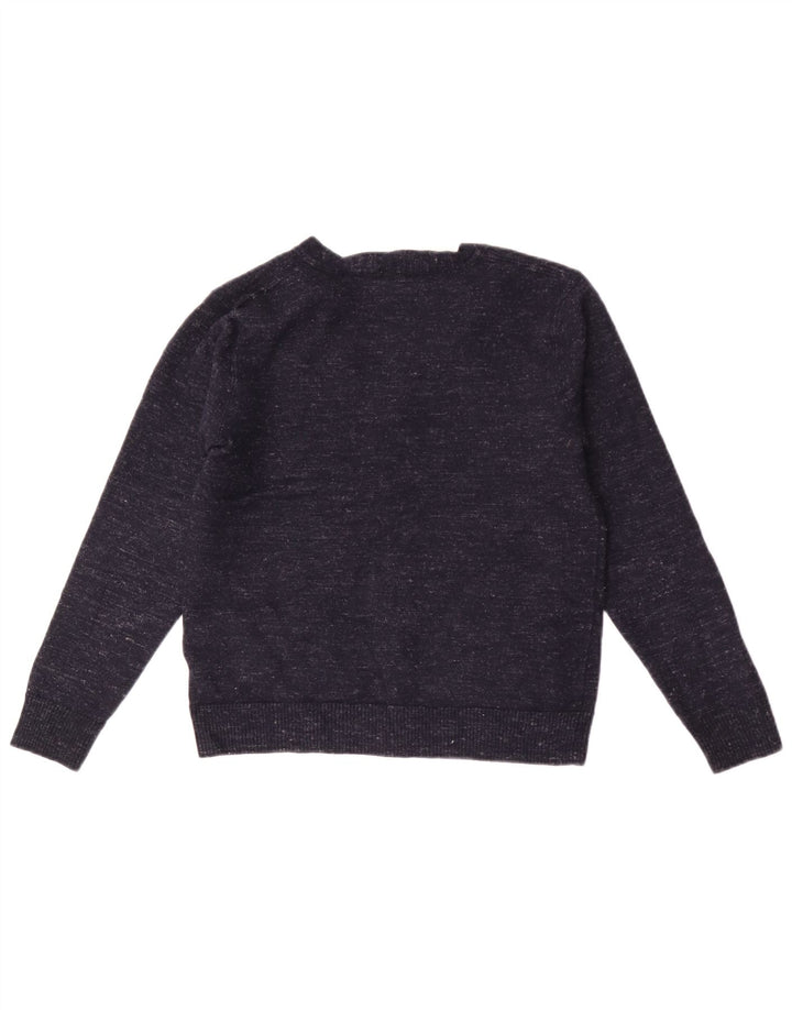 J. Crew Męski sweter rozpinany o dopasowanym kroju, średni granatowy, wełniany nakrapiany