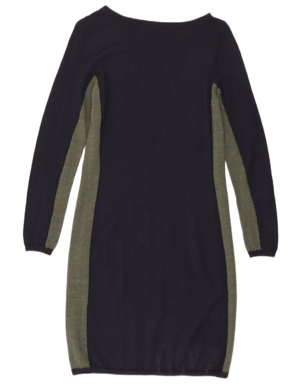 Damska sukienka sweterkowa Jigsaw UK 12 Średni granatowy, wełniany blok kolorów