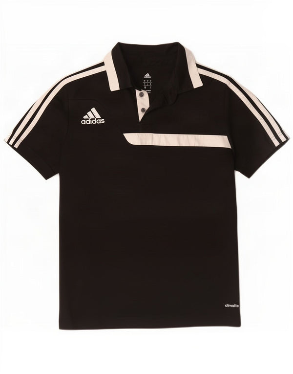 Męska koszulka polo Adidas Climalite, mała, czarna, z blokami kolorów, z poliestru