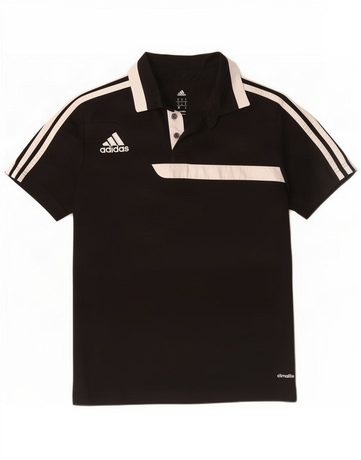 Męska koszulka polo Adidas Climalite, mała, czarna, z blokami kolorów, z poliestru