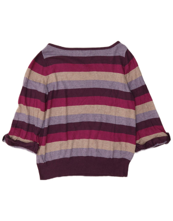 Marks & Spencer Damski sweter z dekoltem w łódkę, UK 14, średni fiolet w paski