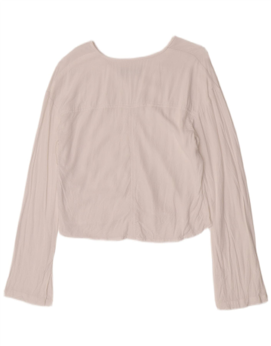 Damski krótki top Benetton z długim rękawem UK 10 Small, biała wiskoza