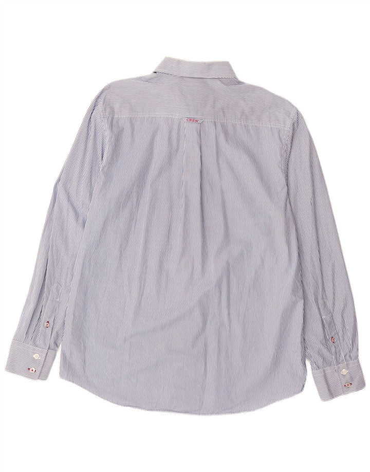 CREW CLOTHING Męska koszula o klasycznym kroju, duża, niebieska, bawełniana w prążki