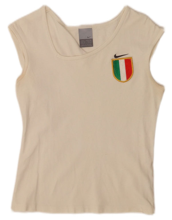 Damski top Nike Italia Crop Vest UK 8, mały, biały, bawełniany